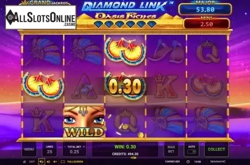 Win Screen 3. Oasis Riches Diamond Link from Greentube