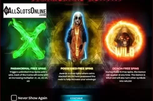 Game features. Paranormal Activity from iSoftBet