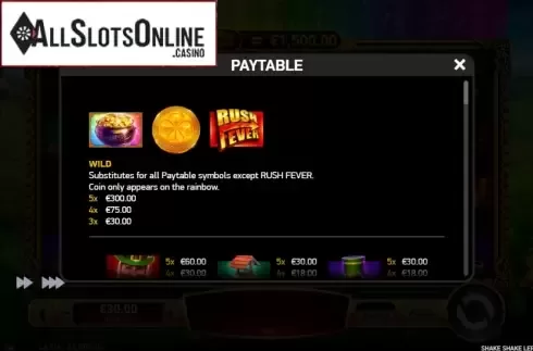 Paytable screen 1. Shake Shake Leprechaun from Ruby Play