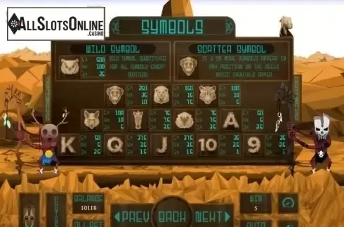 Paytable 1. Shamans Quest from BetConstruct