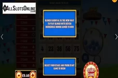 Paytable . Slingo Carnival from Slingo Originals