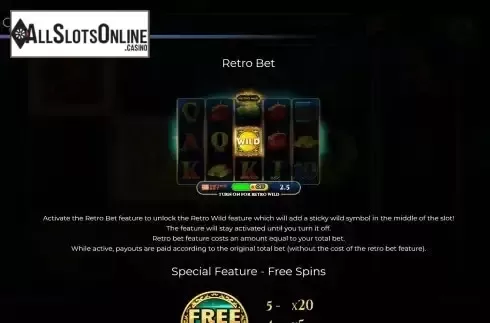 Retro bet feature screen