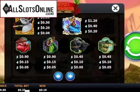 Paytable 2. Spin Warrior from Boomerang Studios
