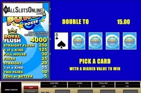 Game Screen. Tens or Better Power Poker from Microgaming