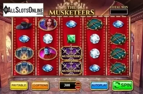 Reels screen. The Musketeers from Inspired Gaming