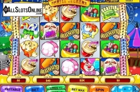 Game Workflow screen. Thrill Seekers from Playtech