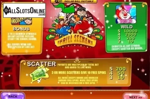 Paytable 2. Thrill Seekers from Playtech