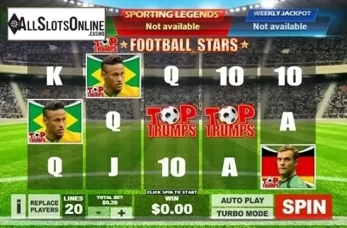 Reel screen. Top trumps football stars: Sporting Legends from Playtech
