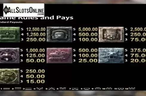 Paytable. Totem Tumble from Nucleus Gaming