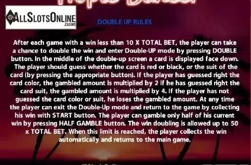 Paytable 3. Tropic Dancer from Casino Technology