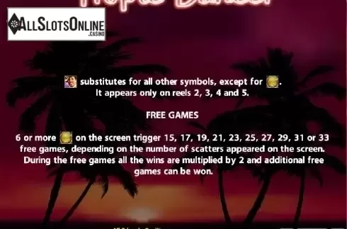 Paytable 1. Tropic Dancer from Casino Technology