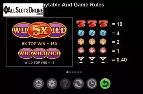 Pay Table screen