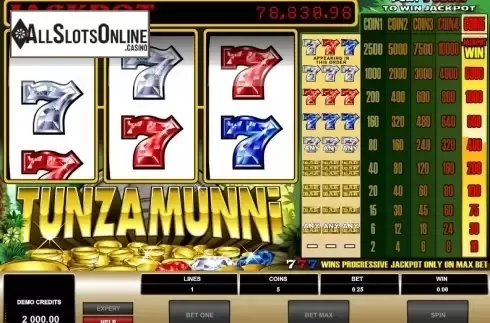 Screen 1. Tunzamunni from Microgaming