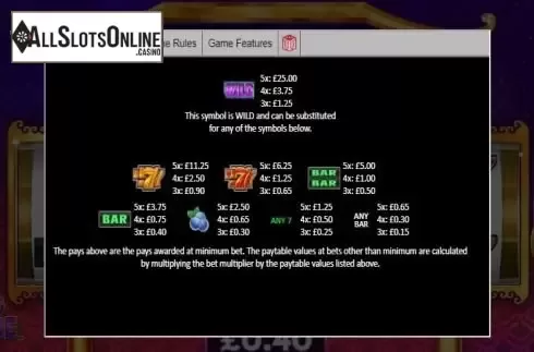 Paytable 1