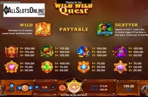 Symbols. Wild Wild Quest from GameArt