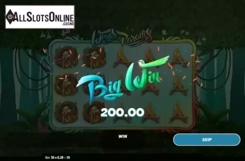Big Win Screen. Wings of Paradise from Gamesys