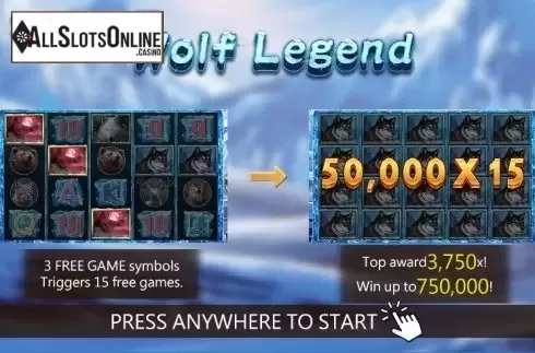 Start screen. Wolf Legend from Dragoon Soft
