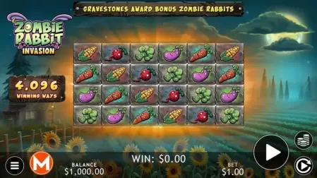 Zombie Rabbit Invasion slot screenshot 1