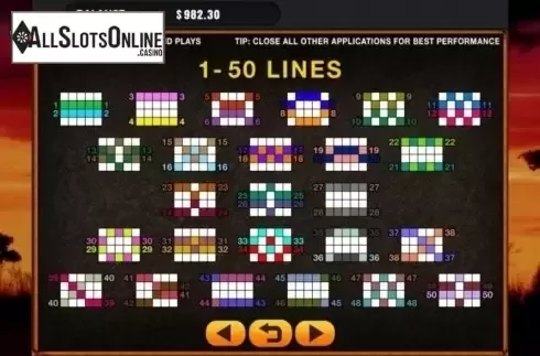 Paylines. 101 Lions from GMW