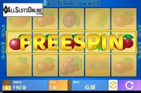 Free Spins screen