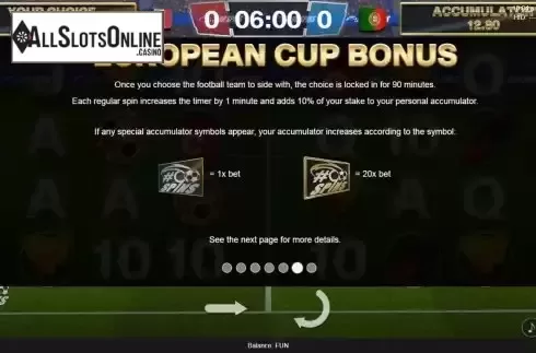 Bonus screen