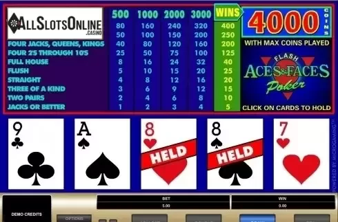 Game Screen. Aces & Faces (Microgaming) from Microgaming