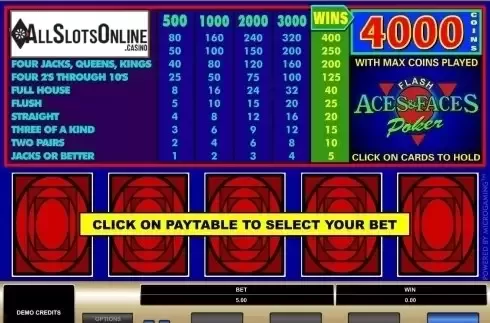 Game Screen. Aces & Faces (Microgaming) from Microgaming