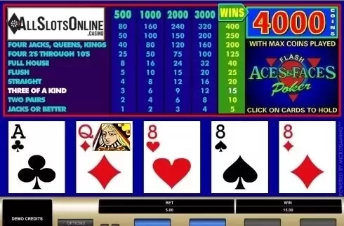 Game Screen. Aces & Faces (Microgaming) from Microgaming