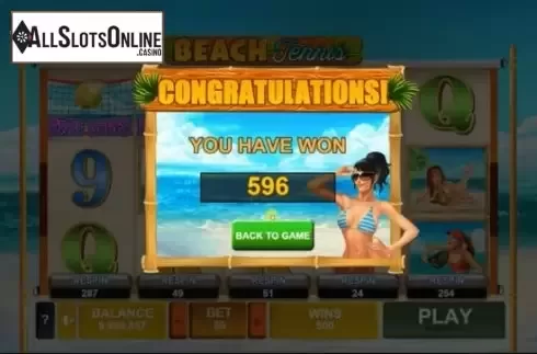 Great Cash Screen. Beach Tennis Slots from Caleta Gaming