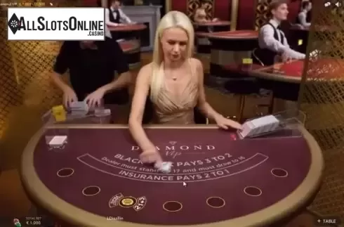 Game Screen. Blackjack Diamond VIP from Evolution Gaming