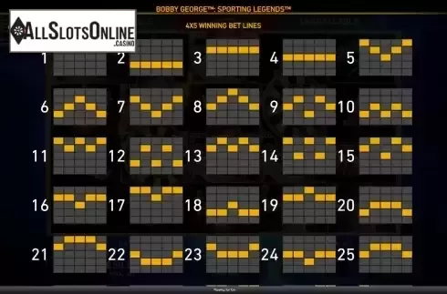 Paylines screen