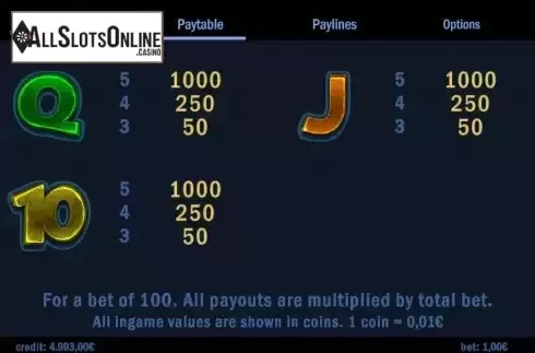 Paytable screen 3