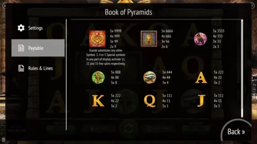 Book Of Pyramids slot screenshot 2