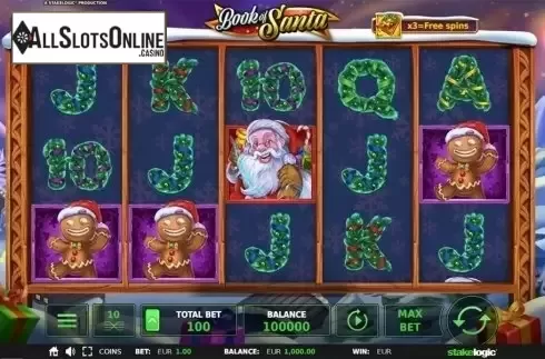 Reels screen. Book of Santa (StakeLogic) from StakeLogic