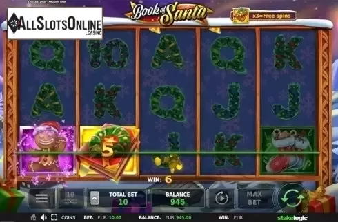 Wild win screen. Book of Santa (StakeLogic) from StakeLogic