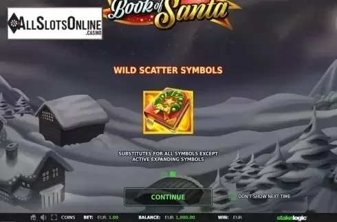Intro screen 2. Book of Santa (StakeLogic) from StakeLogic