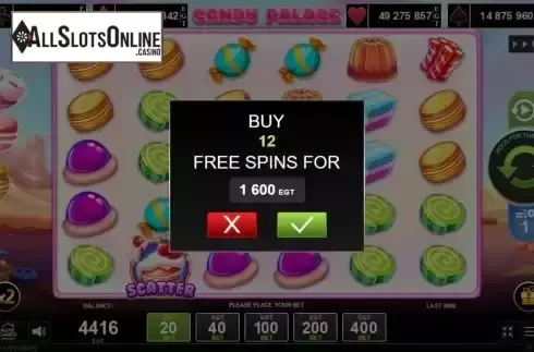 Free Spins screen