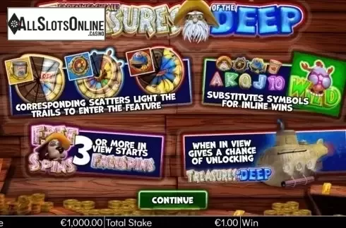 Start Screen. Captain Cashfall's Treasures of the Deep from Storm Gaming