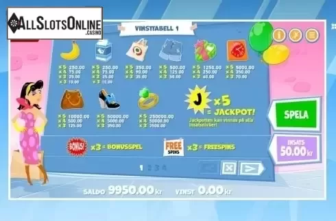 Paytable 1. Cash & Carry: Shopping Spree from PAF