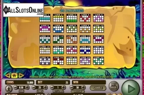 Paytable 3. Cashosaurus from Habanero