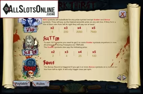 Screen4. Dark Thirst from 1X2gaming