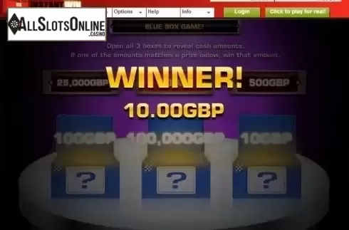Game Screen. Deal or No Deal Scratchcard from Blueprint