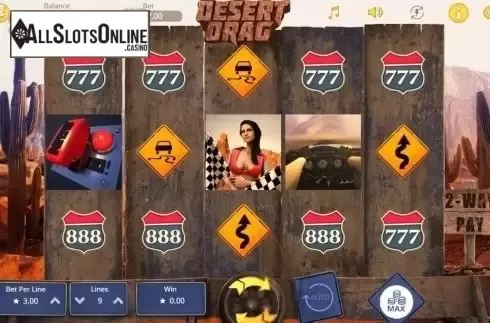 Reels screen. Desert Drag from Booming Games