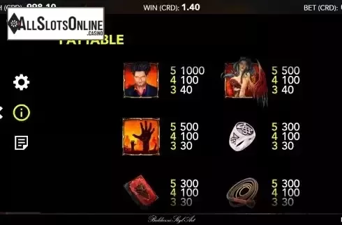 High paytable screen