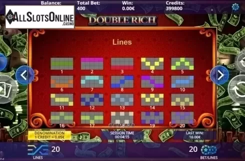 Paytable. Double Rich from DLV