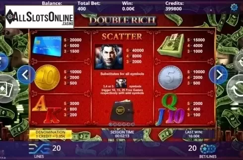 Paytable. Double Rich from DLV