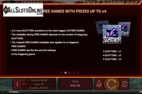 Free Spins. Eagle Shadow Fist from RTG