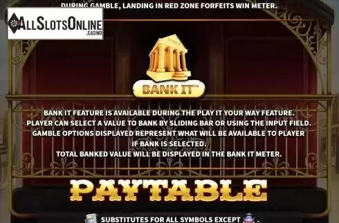 Bank it feature screen