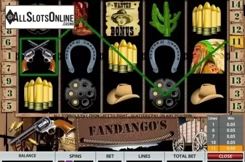 Win screen 1. Fandango's from Pragmatic Play