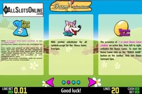 Paytable 2. Farm Adventures HD from World Match